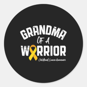 Grandma Of A Warrior Childhood Cancer Awareness Gi Classic Round Sticker