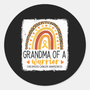 Grandma Of A Warrior Childhood Cancer Leopard Prin Classic Round Sticker