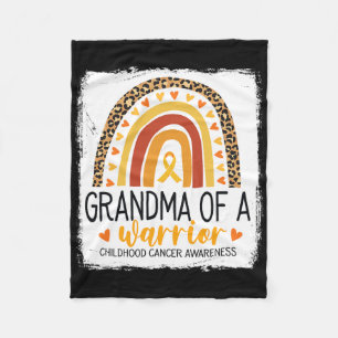 Grandma Of A Warrior Childhood Cancer Leopard Prin Fleece Blanket