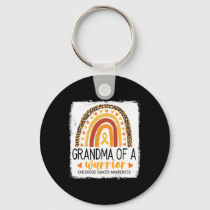 Grandma Of A Warrior Childhood Cancer Leopard Prin Key Ring