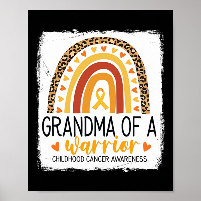 Grandma Of A Warrior Childhood Cancer Leopard Prin Poster (Front)