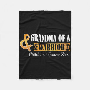 Grandma Of A Warrior Childhood Cancer Ribbon Aware Fleece Blanket
