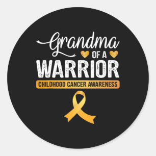 Grandma Of A Warrior Childhood Cancer Ribbon Classic Round Sticker