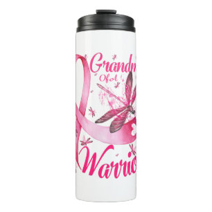 Grandma Of A Warrior Dragonfly Breast Cancer Thermal Tumbler