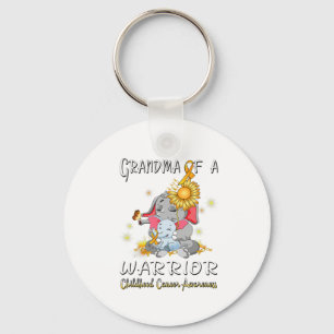 Grandma Of A Warrior Elephant Childhood Cancer Fig Key Ring