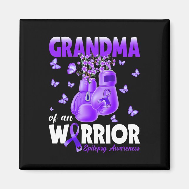Grandma Of A Warrior Epilepsy Awareness Boxing Glo Magnet (Front)