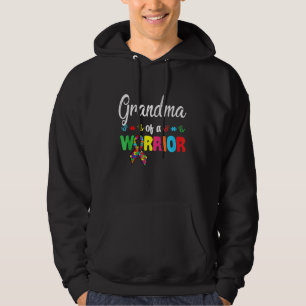 Grandma Of A Warrior Family Women World Autism Awa Hoodie