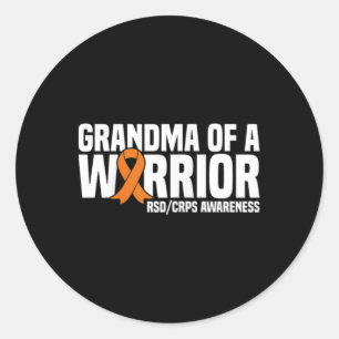 Grandma Of A Warrior Orange Ribbon Rsdcrps Awarene Classic Round Sticker
