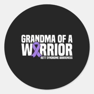 Grandma Of A Warrior Rett Syndrome Awareness Classic Round Sticker