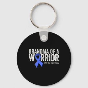 Grandma of a Warrior T1D Diabetic Blue Ribbon Supp Key Ring