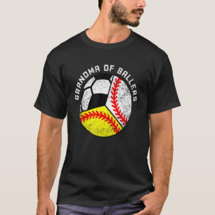 Grandma Of Ballers   Baseball Softball Soccer Gran T-Shirt