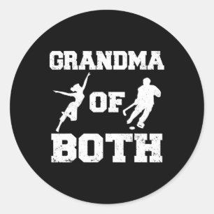Grandma Of Both Funny Hockey And Dance Grandma Classic Round Sticker