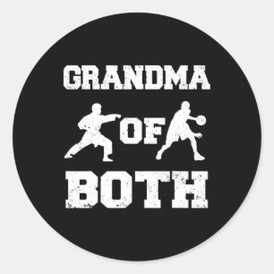 Grandma Of Both Funny Sketll And Karate Grandma Classic Round Sticker