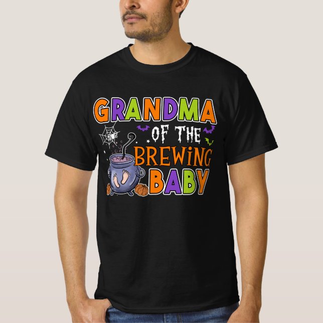 Grandma of Brewing Baby Halloween Baby Shower T-Shirt (Front)