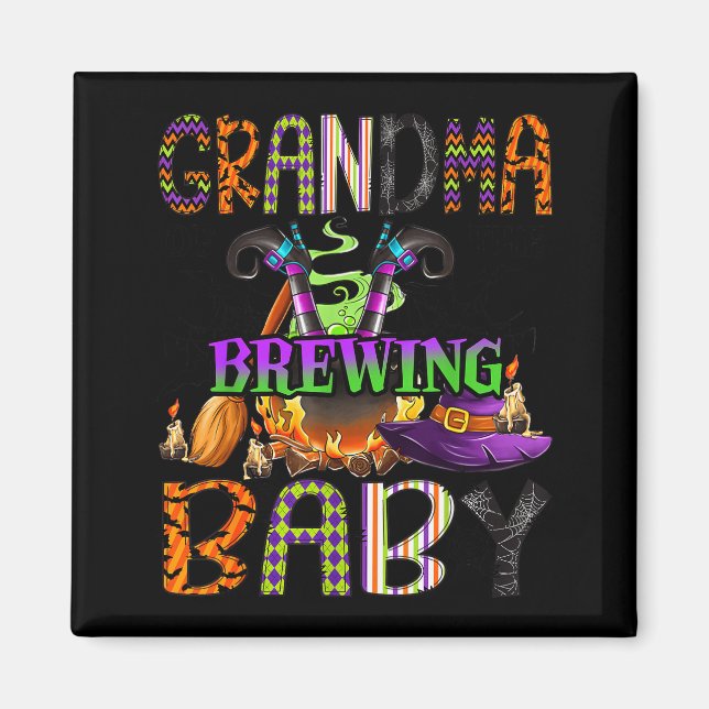 Grandma Of Brewing Baby Halloween One Soky Grandma Magnet (Front)