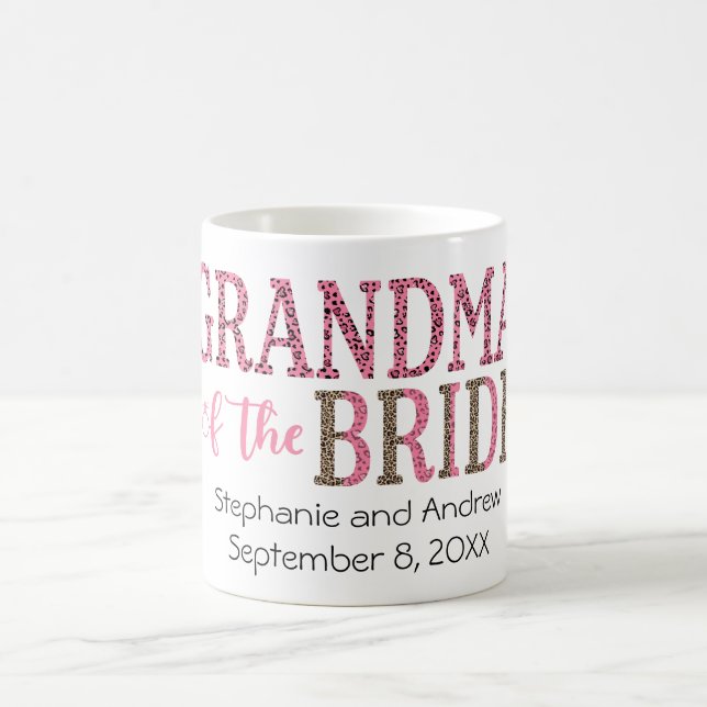 Grandma of Bride Gift Pink Black Leopard Print  Coffee Mug (Center)