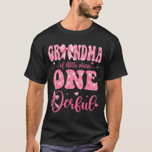 Grandma of Little Miss Onederful Bow 1st Birthday T-Shirt