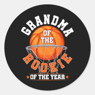 Grandma Of Rookie 1st Birthday Basball Family Classic Round Sticker