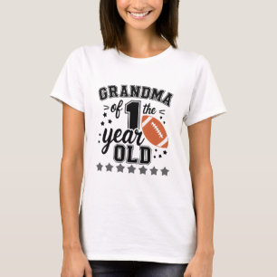 Grandma of the 1 Year old Football Down Birthday T-Shirt