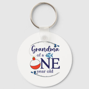 Grandma Of The Big One Fishing Boy First Birthday  Key Ring