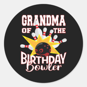 Grandma Of The Birthday Bowler Kid Bowling Party  Classic Round Sticker