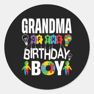 Grandma Of The Birthday Boy Autism Classic Round Sticker