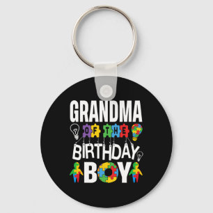 Grandma Of The Birthday Boy Autism Key Ring