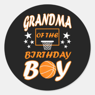 Grandma Of The Birthday Boy Bysketbyll Lover Match Classic Round Sticker