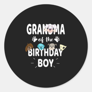 Grandma of the birthday boy dog lover party puppy classic round sticker