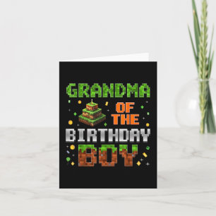Grandma Of The Birthday Boy Family Pixel Birthday  Card