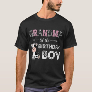 Grandma of The Birthday Boy Farm Cow Mama Matching T-Shirt