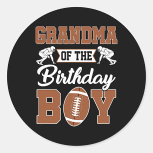 Grandma Of The Birthday Boy Football Party Family Classic Round Sticker