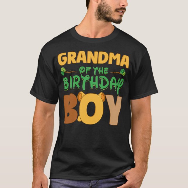 Grandma Of The Birthday Boy Lion Family Party Deco T-Shirt (Front)