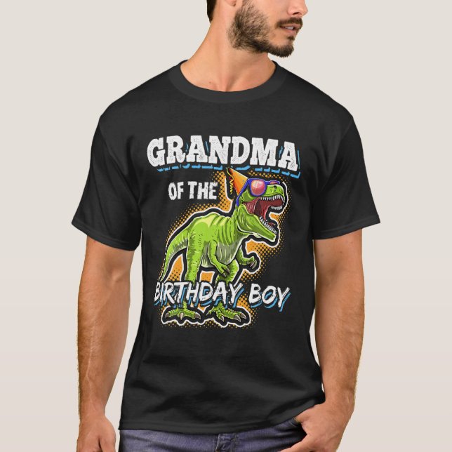 Grandma Of The Birthday Boy Matching Family Dinosa T-Shirt (Front)