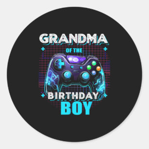 Grandma Of The Birthday Boy Matching Family Video Classic Round Sticker