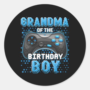 Grandma Of The Birthday Boy Matching Video Game Bi Classic Round Sticker