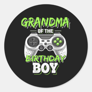 Grandma Of The Birthday Boy Matching Video Game Bi Classic Round Sticker