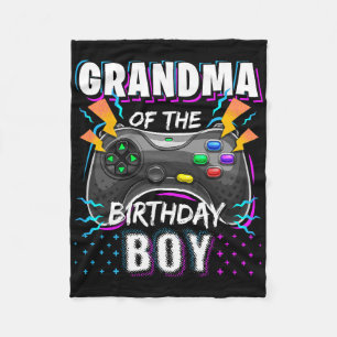 Grandma Of The Birthday Boy Matching Video Game Bi Fleece Blanket
