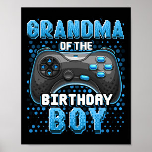 Grandma Of The Birthday Boy Matching Video Game Bi Poster