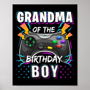 Grandma Of The Birthday Boy Matching Video Game Bi Poster