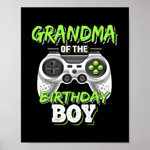 Grandma Of The Birthday Boy Matching Video Game Bi Poster