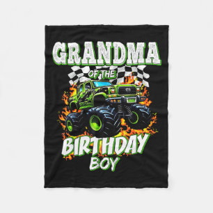 Grandma Of The Birthday Boy Monster Truck Birthday Fleece Blanket