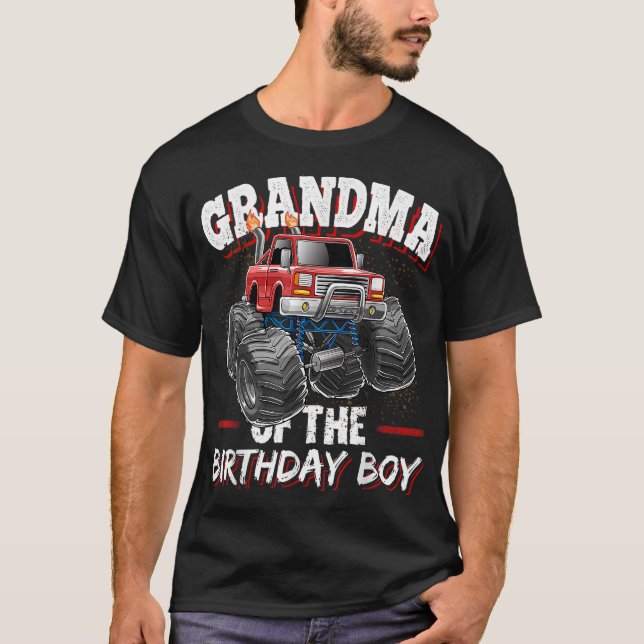 Grandma of the Birthday Boy Monster Truck Birthday T-Shirt (Front)