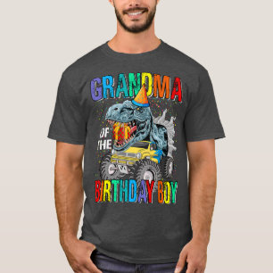 Grandma Of The Birthday Boy Monster Truck Dinosaur T-Shirt