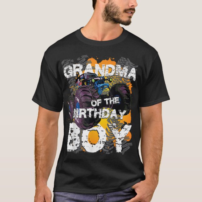 Grandma Of The Birthday Boy Monster Truck Matching T-Shirt (Front)