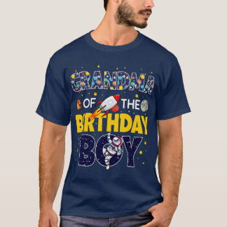 Grandma of The Birthday Boy  Outer Space Mummy Mam T-Shirt