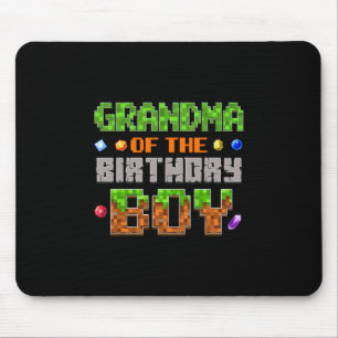 Grandma Of The Birthday Boy Party Video Gamer Pixe Mouse Pad