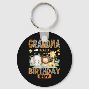 Grandma of The Birthday Boy Safari le Wild Animals Key Ring