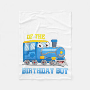 Grandma of The Birthday Boy Train Lover Family Fleece Blanket