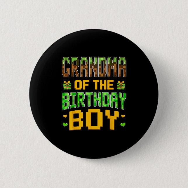 Grandma Of The Birthday Boy Video Gamer Birthday P 6 Cm Round Badge (Front)